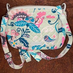Vera Bradley Carson Mini Crossbody / Shoulder Bag Mint Flowers
